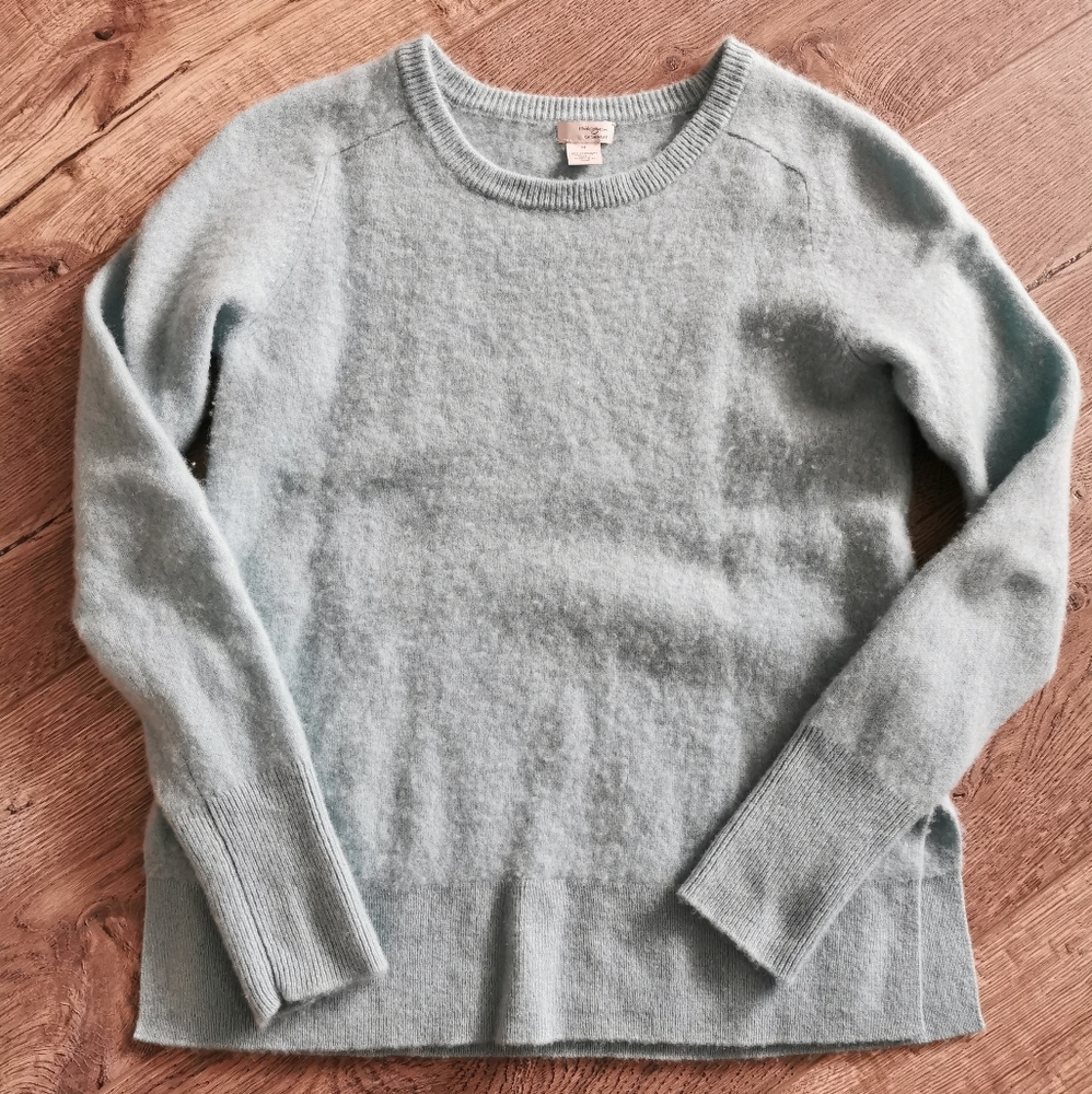 100% CASHMERE HALOGEN CREW NECK LONG SLEEVE SWEATER